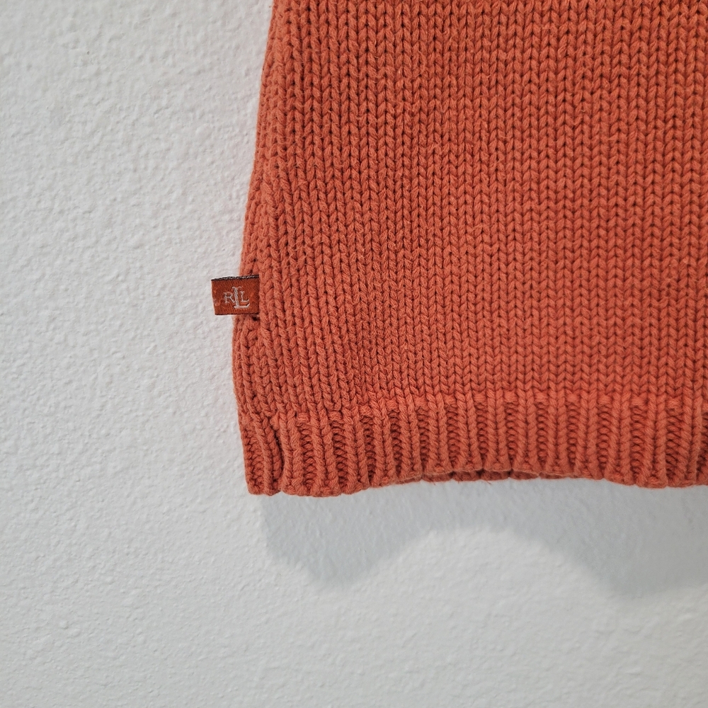Vintage Ralph Lauren Womens S Sleeveless Turtleneck Sweater Orange 100% Cotton - Picture 3 of 4